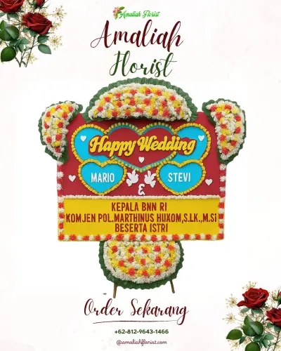 Karangan Papan Bunga Pernikahan di Simpur